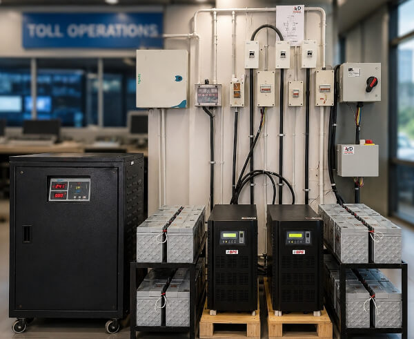 Toll plaza UPS battery and servo stabilizer solution